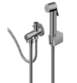 Distribuidor conjunto higienico ducha bidet sin valvula hidroespania doble  grapado acero inoxidable, pvc cromado